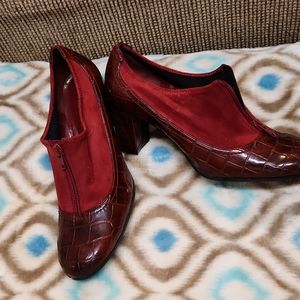 Franco sarto L Shoot  Burgundy crocodile and swade zip block heels sz7.5
